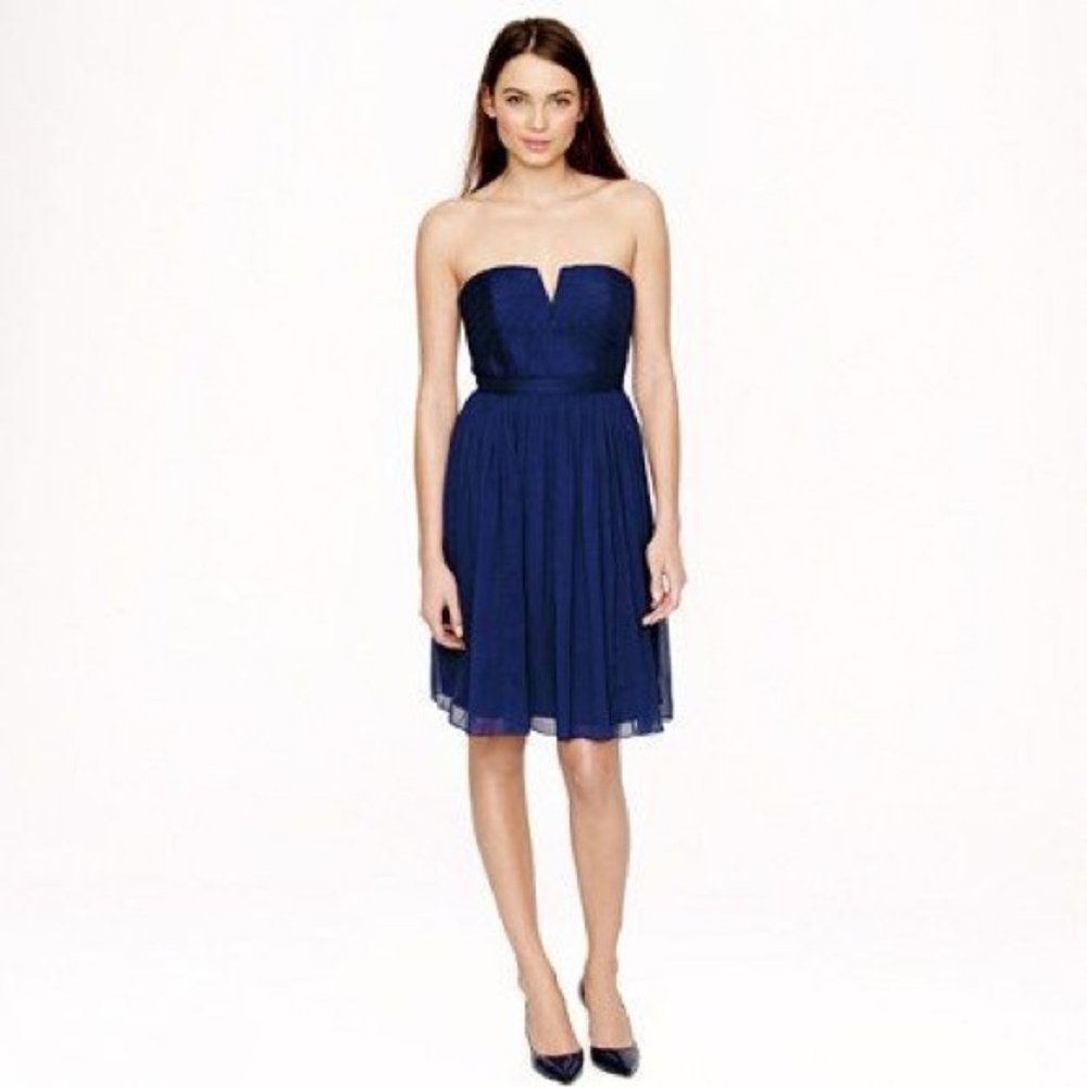 J. Crew Strapless Navy Dress